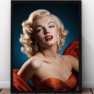 Marilyn Monroe Poster, Vintage Hollywood Portrait, Iconic 1950s Retro Movie Star Wall Art, Digital Download