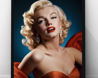 Marilyn Monroe Poster, Vintage Hollywood Portrait, Iconic 1950s Retro Movie Star Wall Art, Digital Download