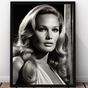 Ursula Andress Poster, Vintage Hollywood Icon, Classic 1960s Movie Star Print, Retro Glamour Photography, Digital Download