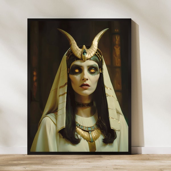 Film Noir Cleopatra Printable, Vintage Femme Fatale Art, Egyptian Queen Portrait, Digital Art Print, INSTANT DOWNLOAD, Jpeg files