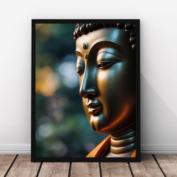 Buddha Portrait Closeup, Meditation Decor, Yoga Studio Art, Zen Wall Print, Spiritual Artwork, INSTANT DOWNLOAD, Jpeg Files