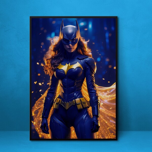 Batgirl Art Printable, DC Comics Superhero Poster, Batman Hero Illustration, Gotham City Art, Man Cave Hanging, Instant DIGITAL DOWNLOAD