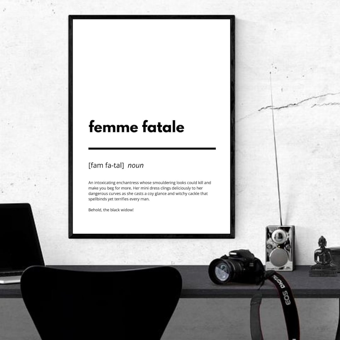 Femme Fatale Definition Print, Typography Wall Decor, Funny Home Décor