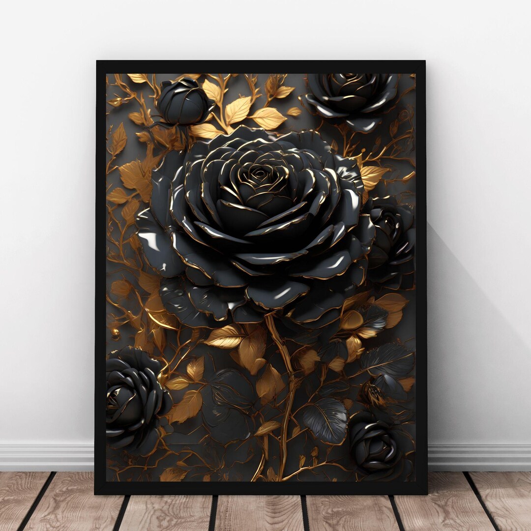 Gothic Black Rose Print: Vintage Shabby Chic Wall Art (digital Download ...