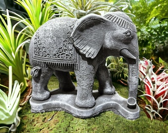 Steinfigur Indischer Elefant - Handgefertigt in Deutschland Maße und Gewicht: 26 cm H x 16 cm B x 30 cm T, Gewicht 9,5 kg