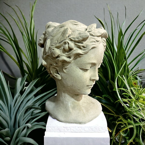 Frostsichere Büste einer schönen Römerin - Höhe 25cm, Breite 22cm, Tiefe 14cm Steinfigur für Haus und Garten, OriginalPaul