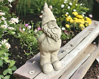 Frost-proof garden gnome Helmut - handmade in Germany - H 43 cm x W 15 cm x D 15 cm, stone figure for home and garden, OriginalPaul