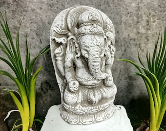 Ganesha Steinfigur: Massiver Steinguss, 4,5kg, 27x14x9 cm, Frostsicher, Hergestellt in Deutschland für Haus und Garten