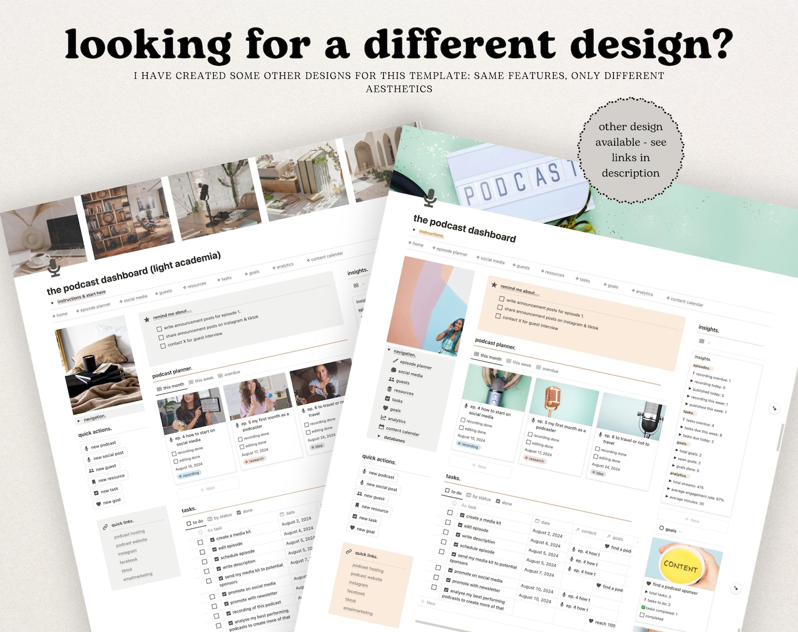 Podcast Planner Notion Template, Light Academia Podcast Tracker ...