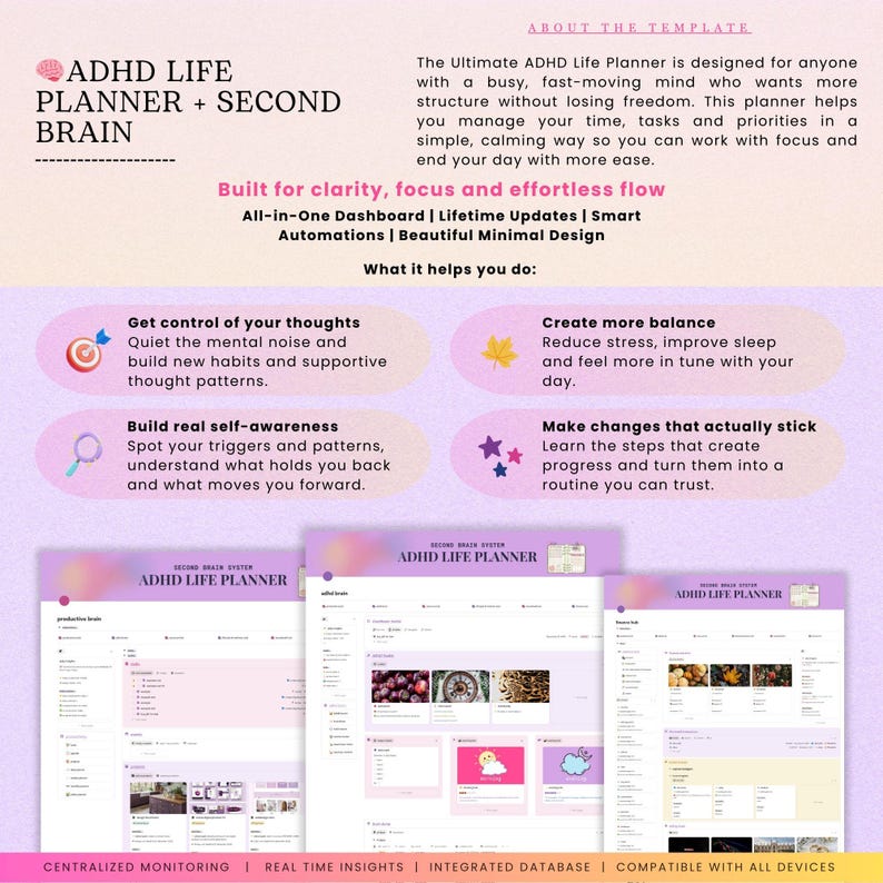 ADHD Notion Life Planner | Personal All-in-one Second Brain Template ...