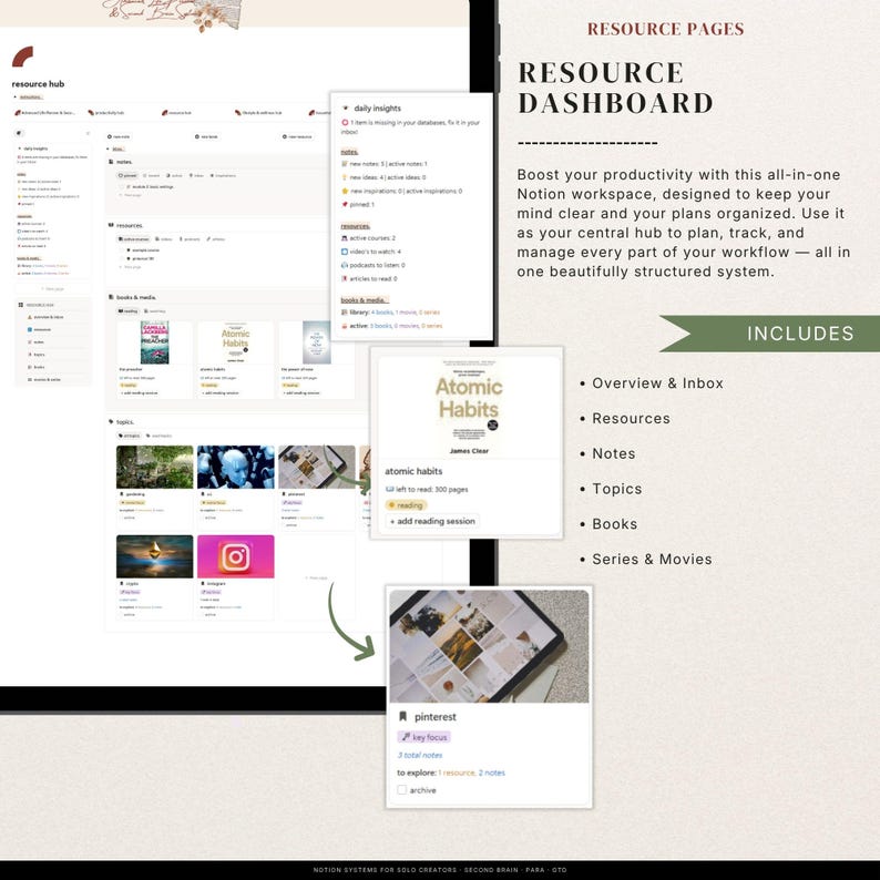 Notion Life Planner Template, Second Brain System, Goals, Habits, Finance Tracker, All in One Dashboard 2026