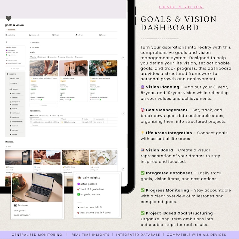 Notion Advanced Second Brain 2.0 All in One Life Planner Notion Template ADHD Digital Planner 2025 Aesthetic Notion That Girl Adult Planner
