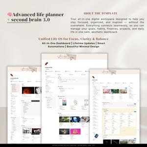 Notion Life Planner Template, Second Brain System, Goals, Habits, Finance Tracker, All in One Dashboard 2026