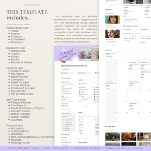 Notion Advanced Second Brain 2.0 All in One Life Planner Notion Template ADHD Digital Planner 2025 Aesthetic Notion That Girl Adult Planner