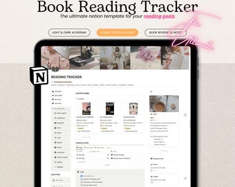 Reading Tracker Notion Template, Light Academia Book Review Journal, Daily Reading Log Planner, Book Notes, Series, Genres, Tropes, Authors
