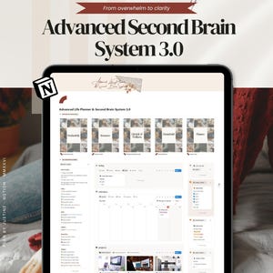 Plantilla de planificador de vida Notion / Sistema Second Brain, apto para TDAH / Seguimiento de objetivos, hábitos y finanzas / Panel de control todo en uno 2026