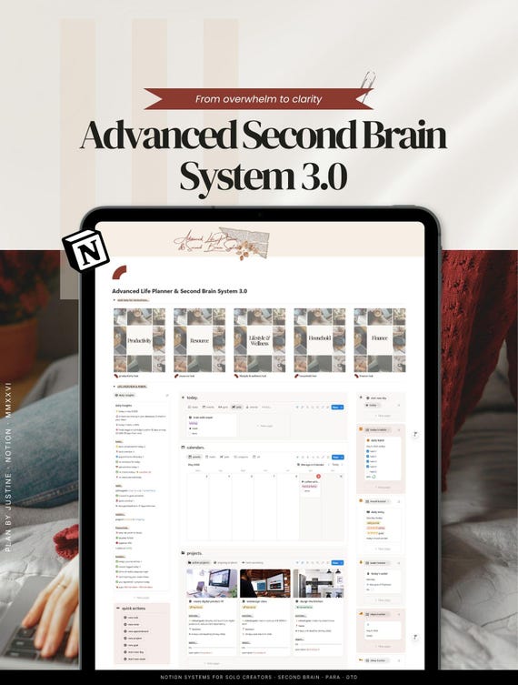 Notion Life Planner Template, Second Brain System, Goals, Habits, Finance Tracker, All in One Dashboard 2026