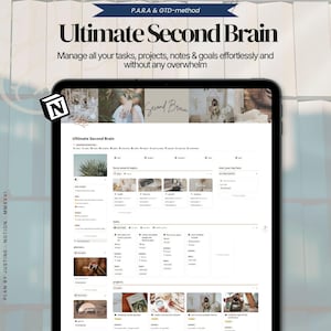 Mall för andra hjärnanvisningar | PARA- och GTD-projektledningsinstrumentpanel | Uppgifts-, projekt- och målspårning | ADHD-vänlig produktivitet