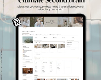 Sjabloon Tweede breinbegrip | PARA- en GTD-projectmanagementdashboard | Taak-, project- en doelentracker | ADHD-vriendelijke productiviteit