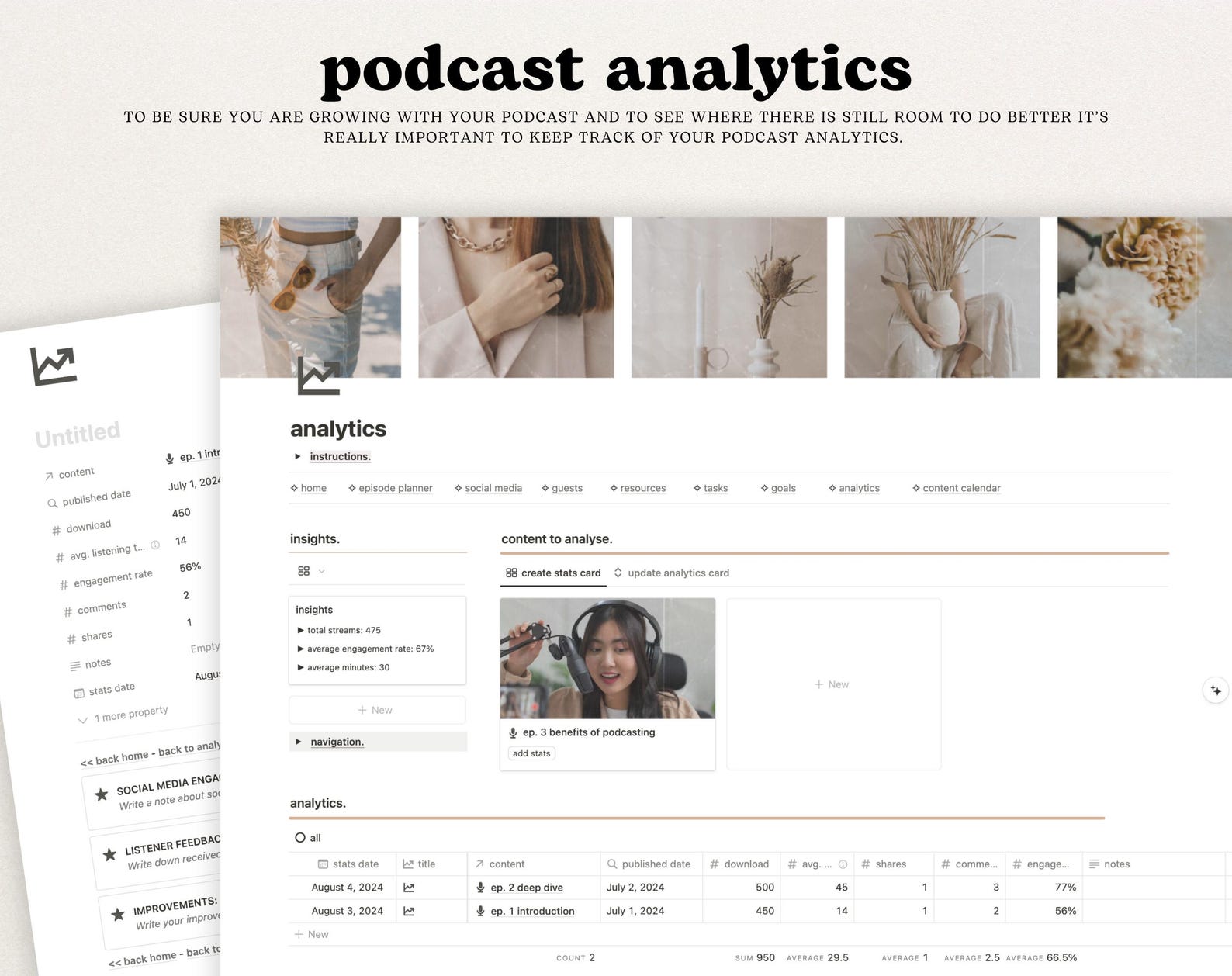 Podcast Planner Notion Template, Light Academia Podcast Tracker ...