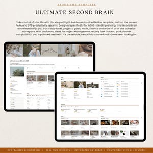 Second Brain Notion Template | PARA & GTD Project Management Dashboard ...
