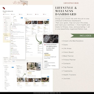 Notion Life Planner Template, Second Brain System, Goals, Habits, Finance Tracker, All in One Dashboard 2026