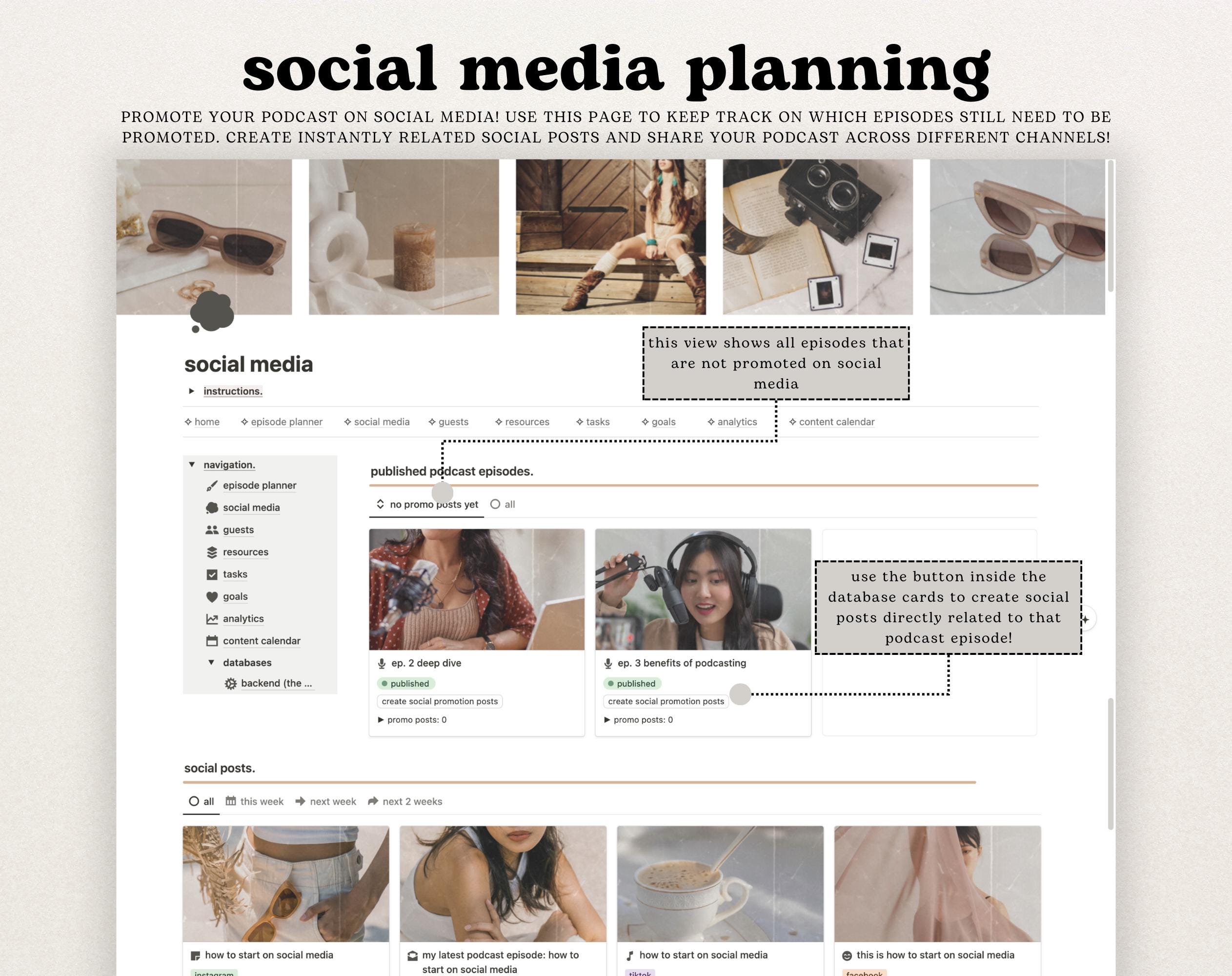 Podcast Planner Notion Template, Light Academia Podcast Tracker ...