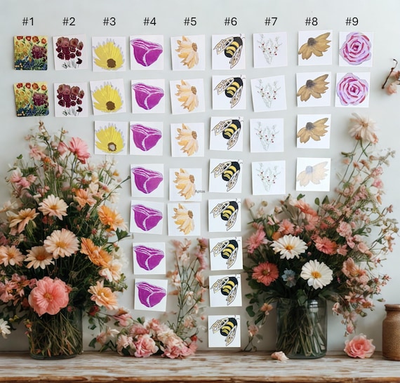 Stickers, Florals, Bee, small (1.5 inches) or medium (3.5x2.5 inches)