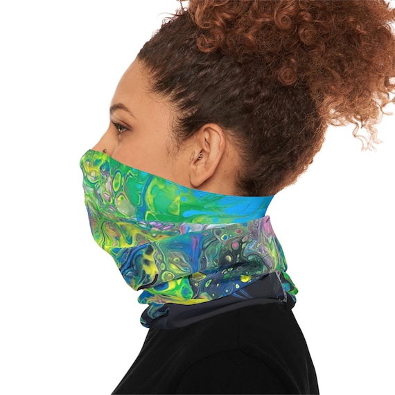 Abstract Coral Sea Neck Gaiter, Lightweight UPF 50+ Face Covering, Multicolored Headband