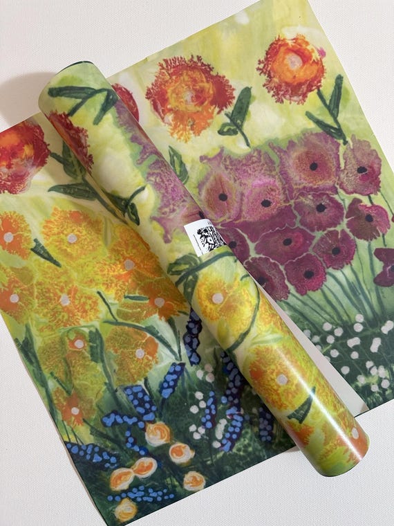Floral Gift Wrap Sheets, Back From Vegas Design, Eco-Friendly Paper (12x12 inches)