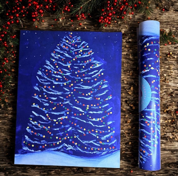 Gift Wrap Sheets, 8.5 x 11 inches, Festive Tree Design, Eco-Friendly Paper.