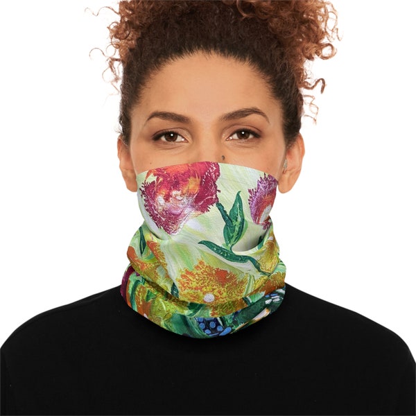 Buff, tube scarf, UPF 50, Sun protection, lightweight, stays on during activity, moisture wicking, no sunburn, stylish, Art print