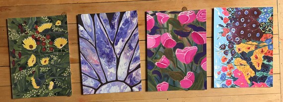 Floral Art Postcard, Illustrated Greeting Card, Any Occasion Stationery (4.5x6.5 inches)