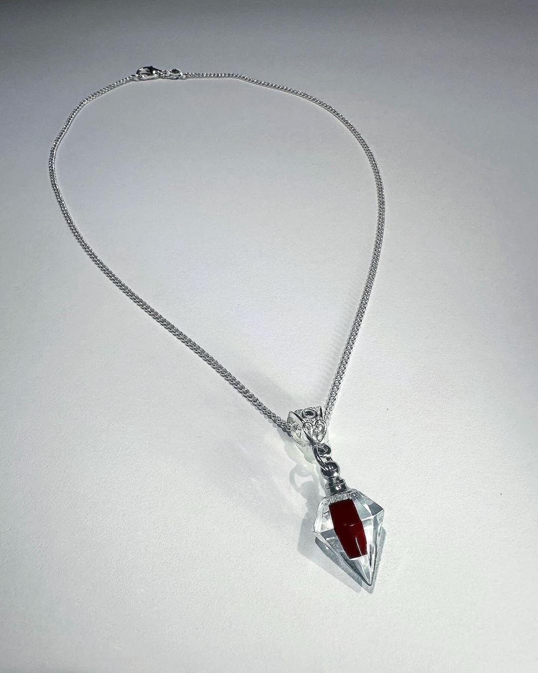 Blood Vial Necklace Kit Empty Fillable Glass Crystal Diamond With