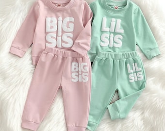 Big Sis Little Sis Matching Outfit - Matching Sister Gifts, Big Sister Sweater, Baby Girl Gift, Baby Jogger Set, Sibling Sweatsuit Jumpsuit