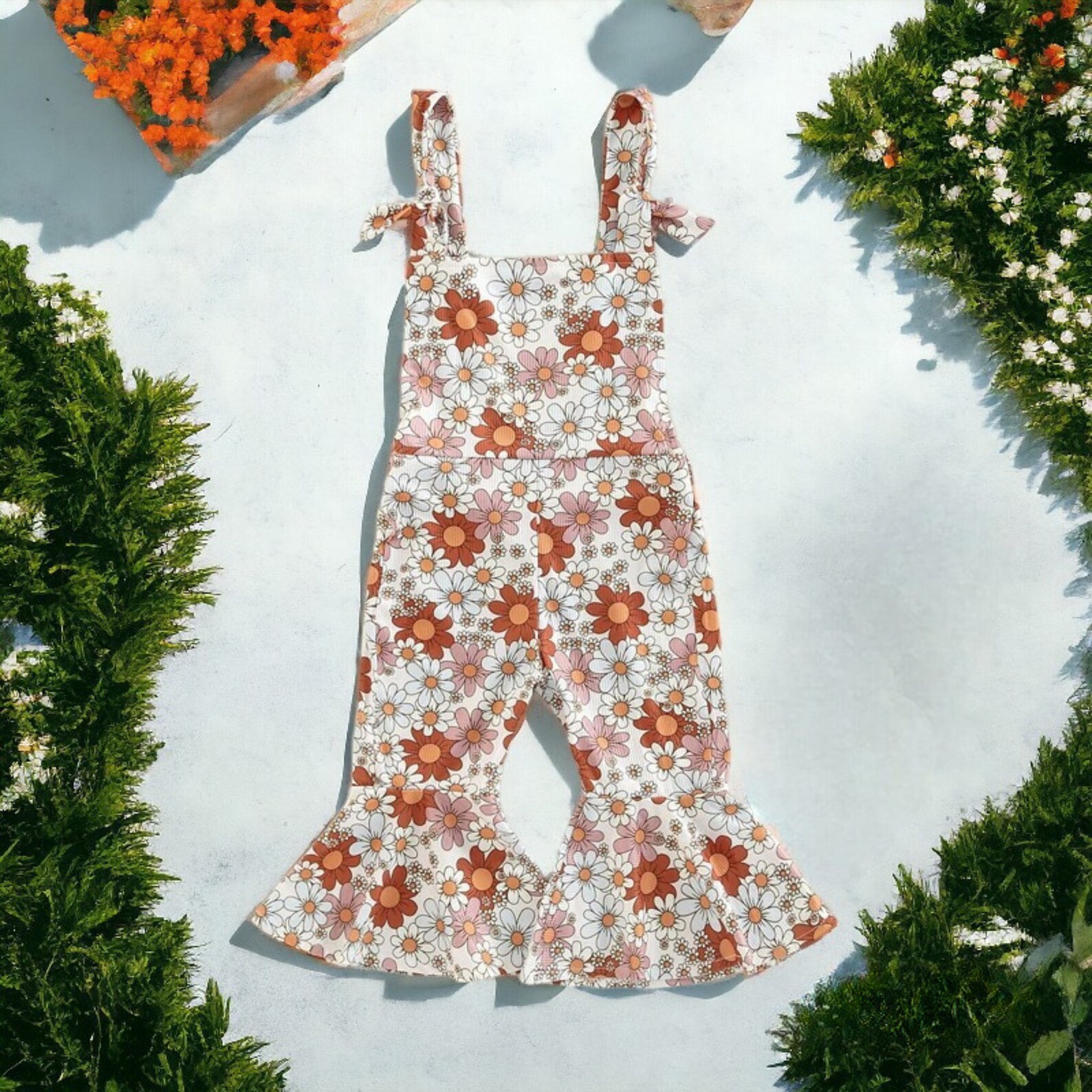 Baby Girl Floral Dress, Bell Bottom Flower Dress, First Birthday Outfit