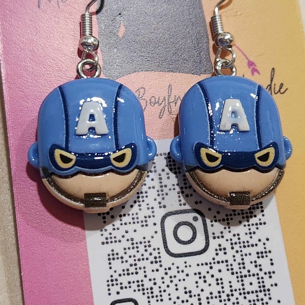 Captain America Inspired Earrings | Hypoallergenic | Marvel | Avengers