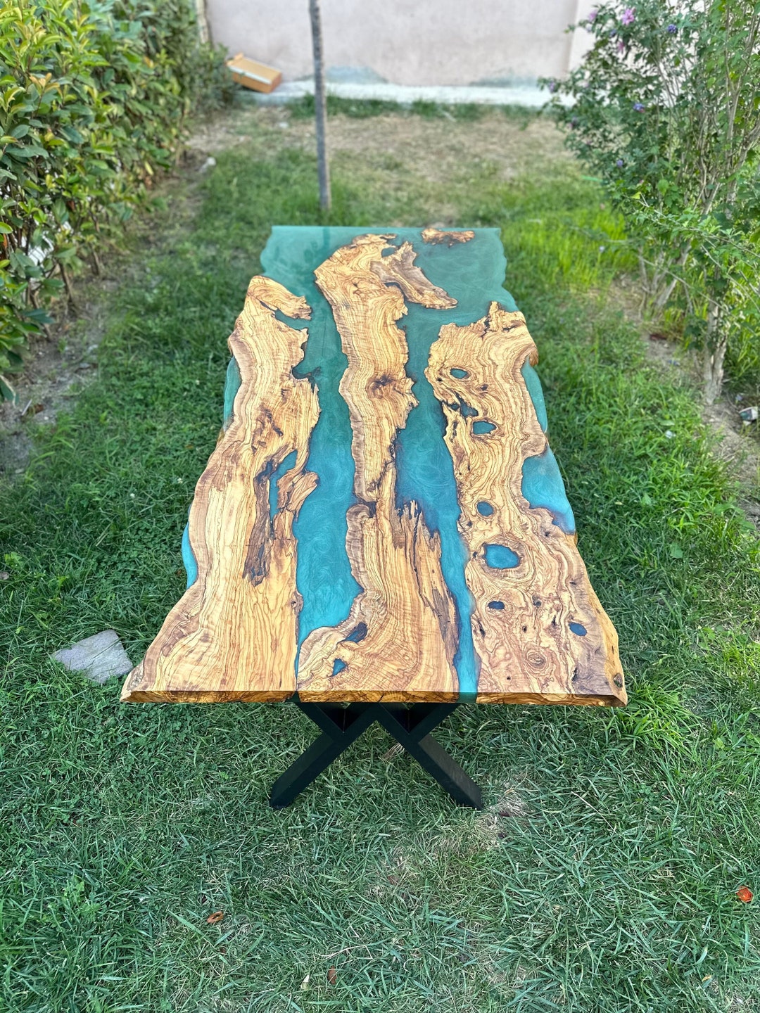 Olive Wood Epoxy Table Green Epoxy Dining Table Custom Etsy UK