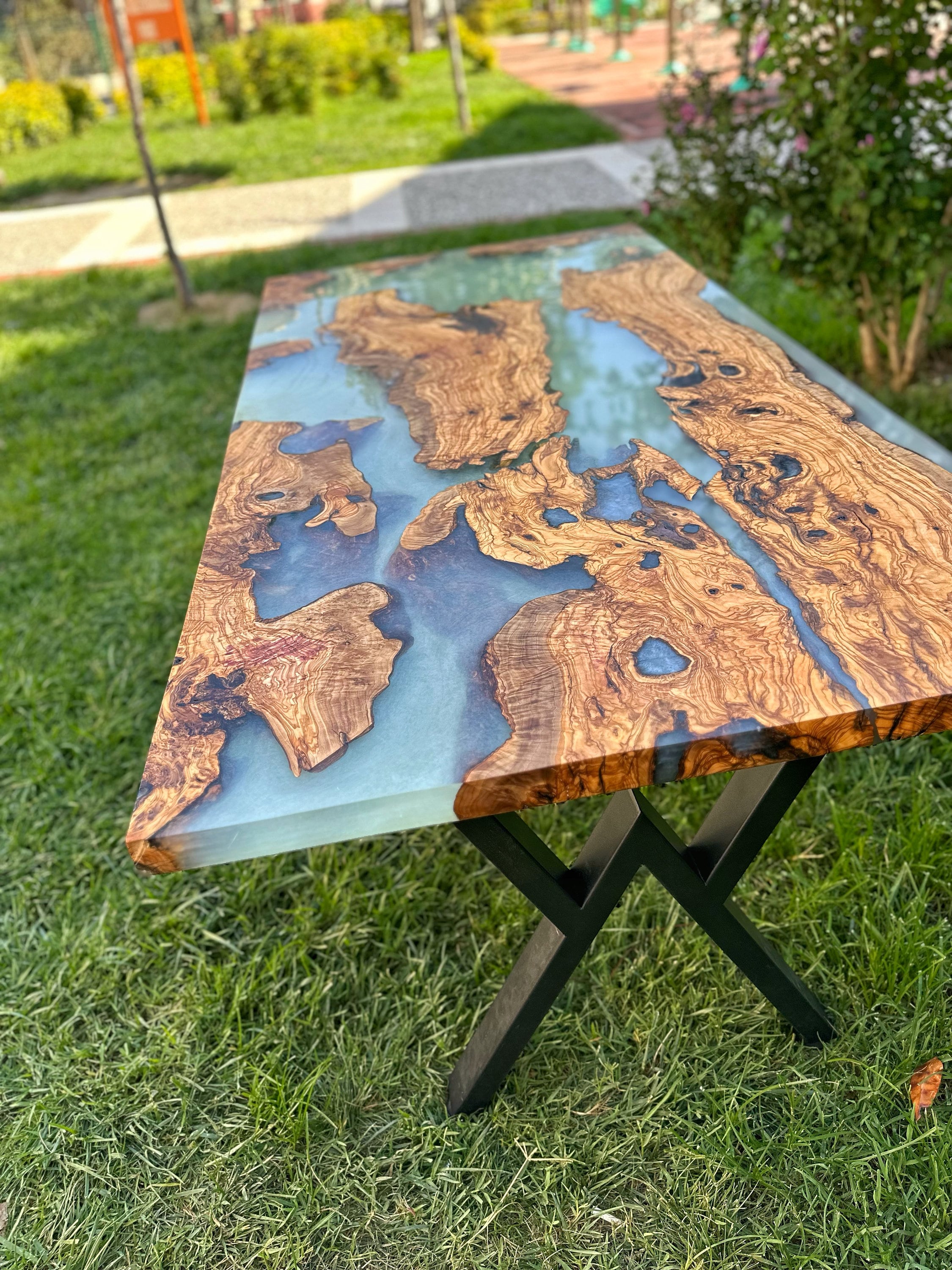 White Epoxy Table, Epoxy Resin, Rustic White Table, Custom Dining Table