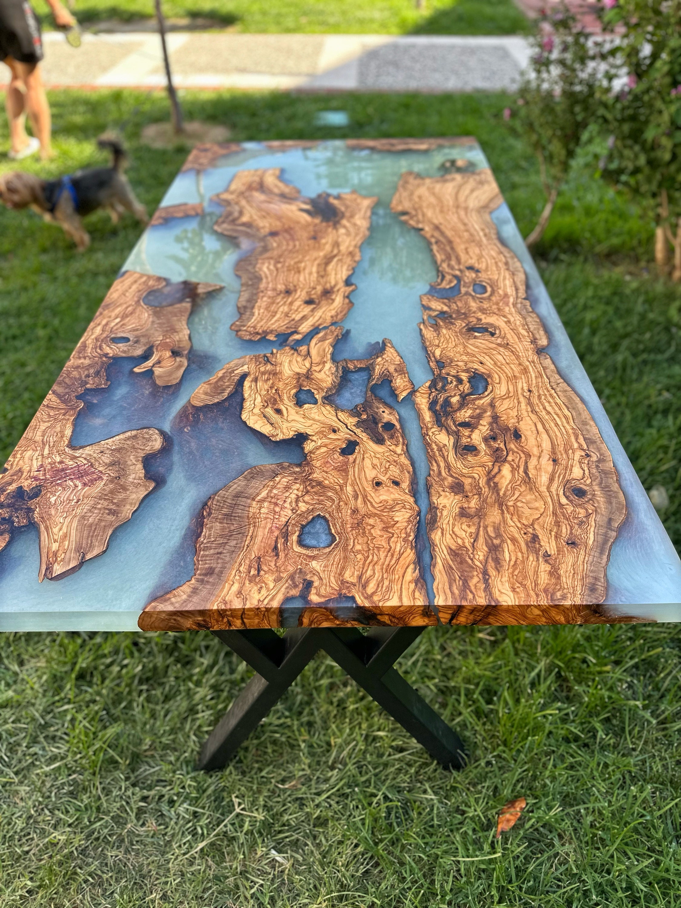 White Epoxy Table, Epoxy Resin, Rustic White Table, Custom Dining Table