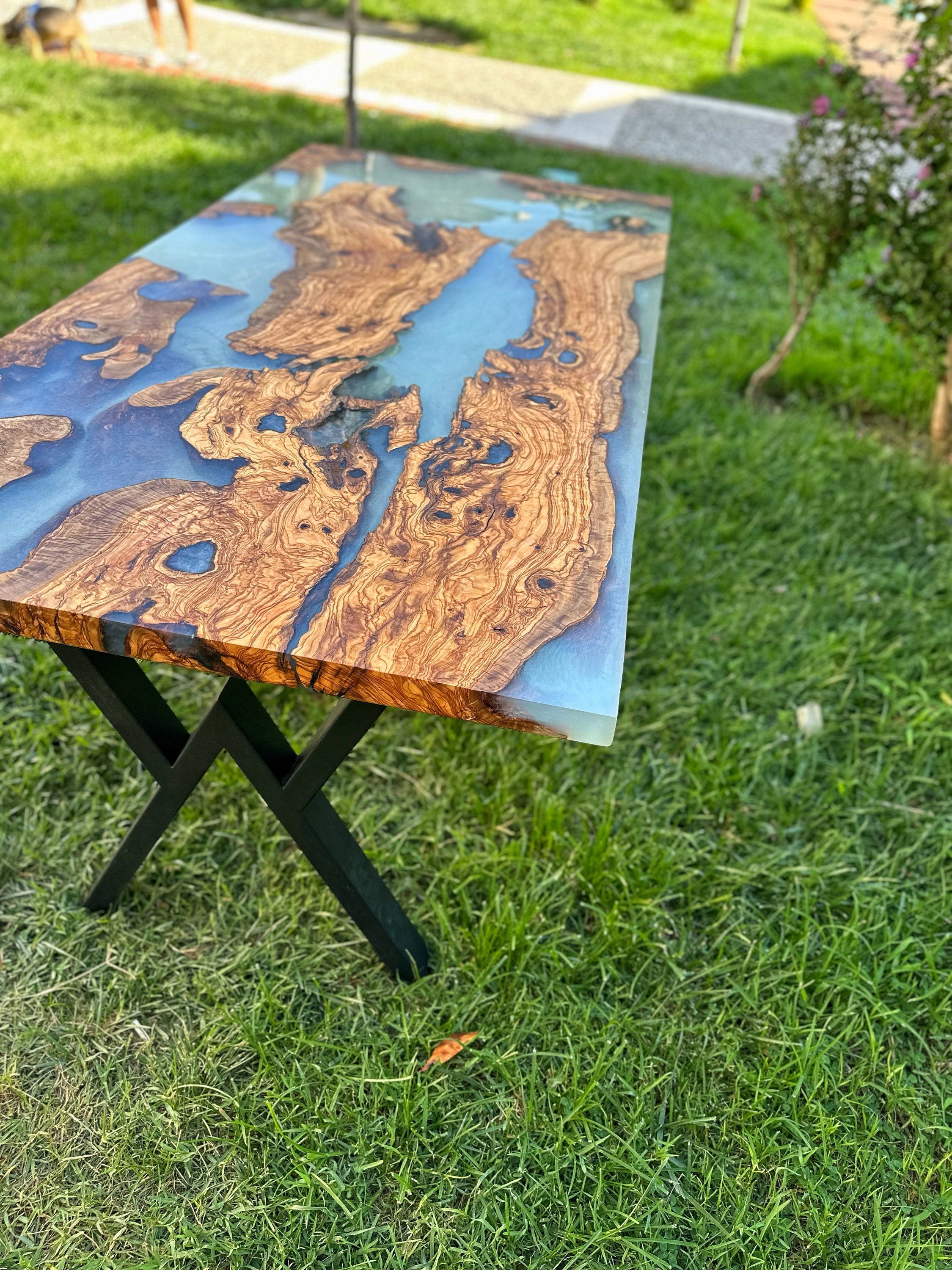 White Epoxy Table, Epoxy Resin, Rustic White Table, Custom Dining Table
