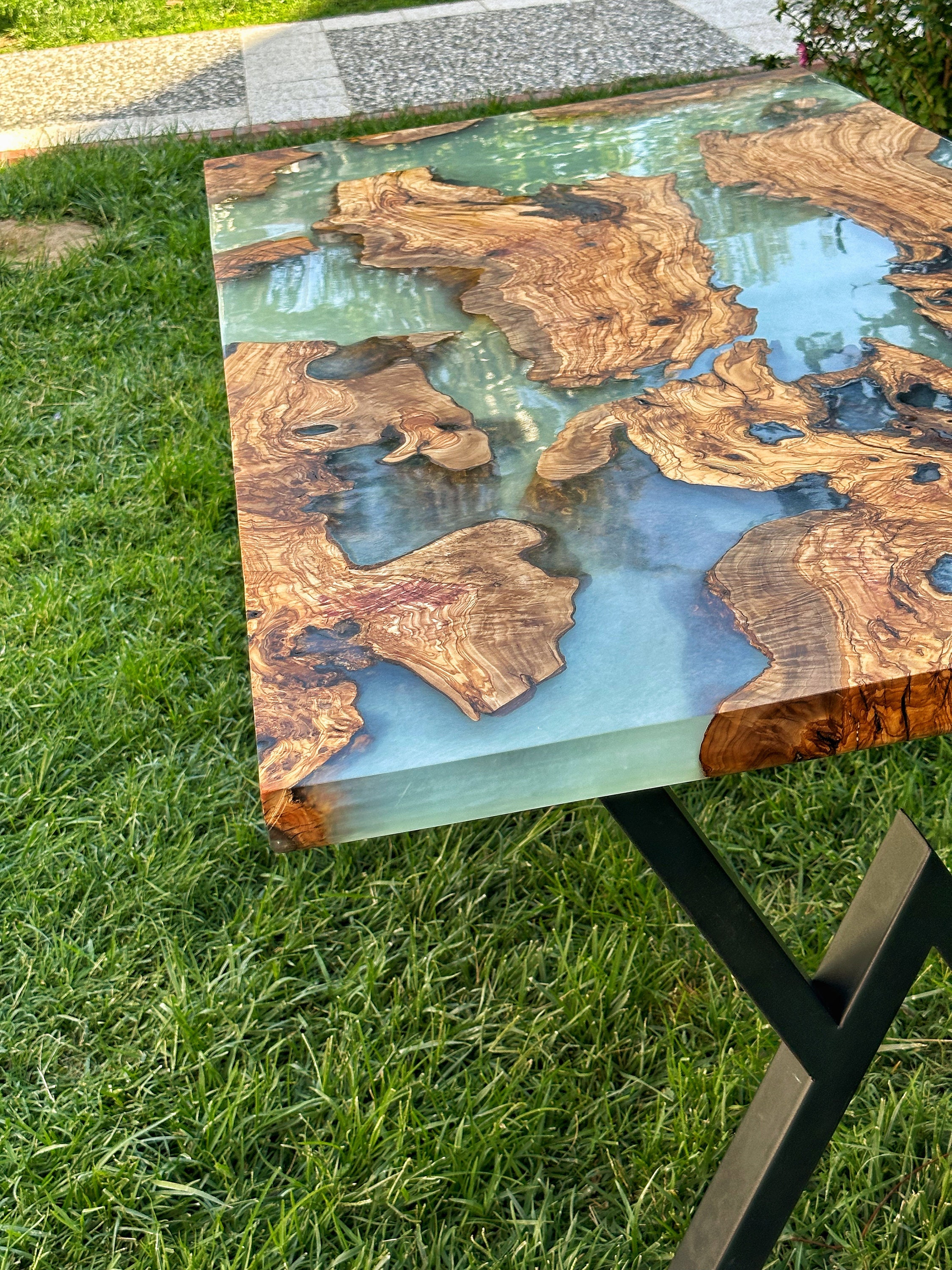 White Epoxy Table, Epoxy Resin, Rustic White Table, Custom Dining Table