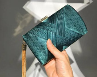 Stylish Dinner Bag Evening Luxury Women Bridal Party Prom Golden Tassel Wedding Clutch Purse Silk Handbag