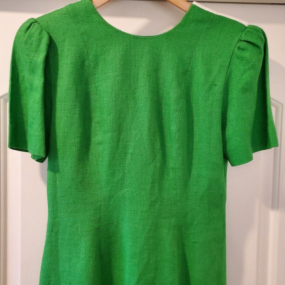 Vintage Oberon Linen Dress Sheath Green White Lin… - image 3
