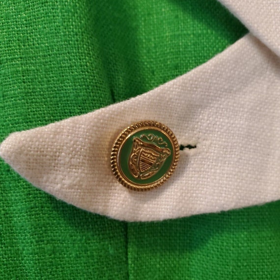 Vintage Oberon Linen Dress Sheath Green White Lin… - image 6