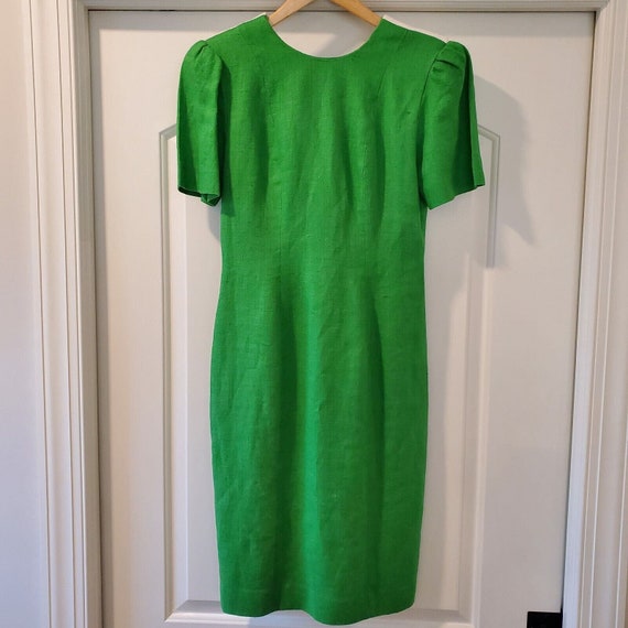Vintage Oberon Linen Dress Sheath Green White Lin… - image 1