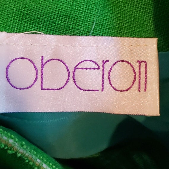 Vintage Oberon Linen Dress Sheath Green White Lin… - image 7