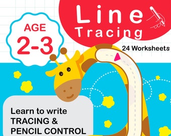 Preschool Line Tracing Worksheets, Lines Trace Pages Printable, Line practice Worksheets, Homeschool easy book, Kindergarten Learning,