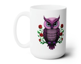 Tazza in ceramica con gufo viola