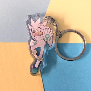 Sonic the Hedgehog akrylnyckelringskollektion säsong 2 INDIVIDUELLA NYCKELRINGAR | 2,5 tum | Dubbelsidig epoxibeläggning | Vädertålig | Silver